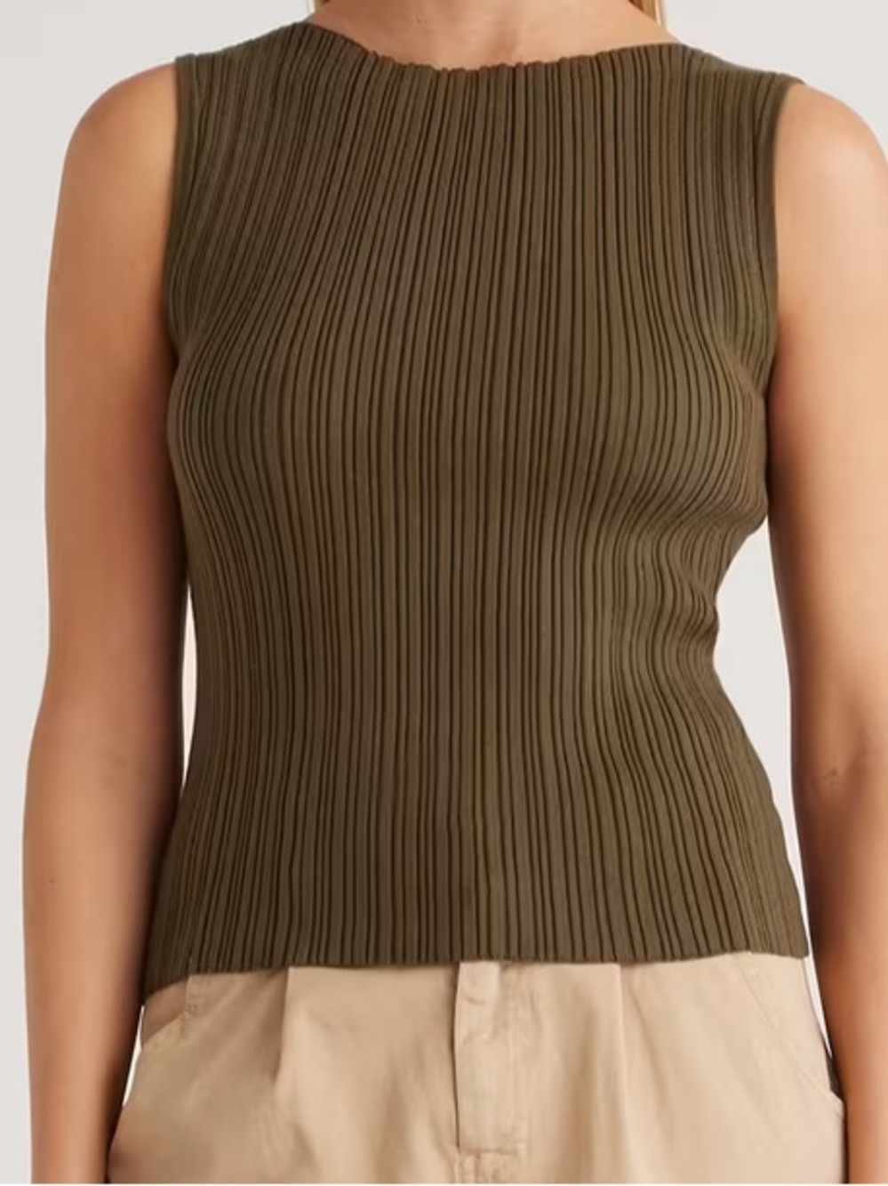 NWT Quince Cotton Cashmere Ribbed Tank - Olive Green